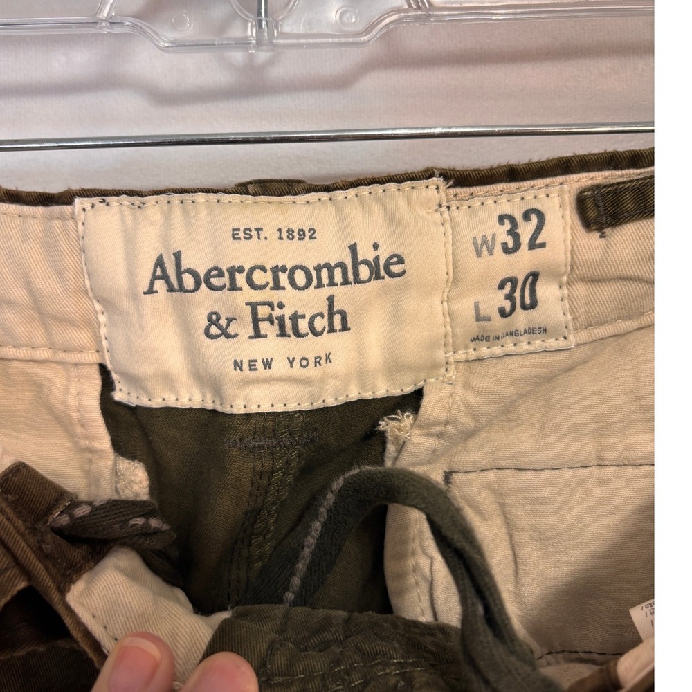 VTG Abercrombie & Fitch Cargo Pants Men 32x30 Olive Green Distressed Utility Y2K - Picture 2 of 11
